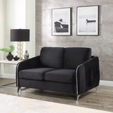 Hathaway Black Velvet Modern Chic Loveseat Couch