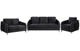 Hathaway Black Velvet Fabric Sofa Loveseat Chair Living Room Set