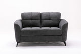 Callie Gray Woven Fabric Sofa Loveseat Living Room Set