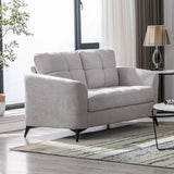 Callie Light Gray Woven Fabric Loveseat