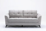 Callie Light Gray Woven Fabric Sofa Loveseat Living Room Set