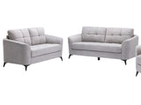 Callie Light Gray Woven Fabric Sofa Loveseat Living Room Set