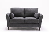 Damian Gray Woven Fabric Sofa Loveseat Living Room Set