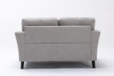 Damian Light Gray Woven Fabric Sofa Loveseat Living Room Set