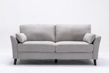 Damian Light Gray Woven Fabric Sofa Loveseat Living Room Set