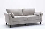 Damian Light Gray Woven Fabric Sofa Loveseat Living Room Set