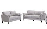 Damian Light Gray Woven Fabric Sofa Loveseat Living Room Set