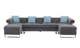 Maddie Gray Velvet 5-Seater Double Chaise Sectional Sofa