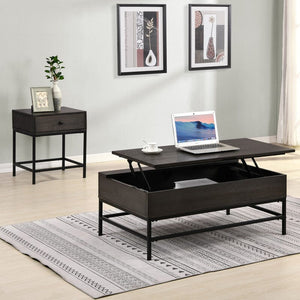 Ava 2 Piece Espresso MDF Lift Top Coffee and End Table Set