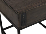 Ava Espresso MDF End Table with Charging Ports and Metal Base