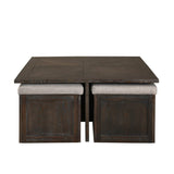 Trinity Espresso MDF Coffee Cocktail Table with 4 Ottomans