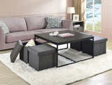 Caitlin Black Wood Grain 5 Piece Coffee Table Set