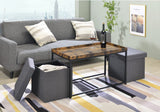 Monty Weathered Oak Wood Grain 3 Piece Coffee Table Set with Raised Edges