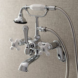 Aqua Vintage Three-Handle 2-Hole Tub Wall Mount Clawfoot Tub Faucet with Hand Shower