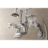 Aqua Vintage Three-Handle 2-Hole Tub Wall Mount Clawfoot Tub Faucet with Hand Shower