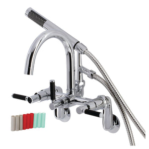 Kaiser Three-Handle 2-Hole Tub Wall Mount Clawfoot Tub Faucet with Hand Shower