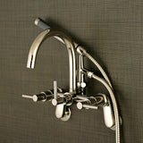 Concord Three-Handle 2-Hole Tub Wall Mount Clawfoot Tub Faucet with Hand Shower