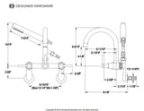 Concord Three-Handle 2-Hole Tub Wall Mount Clawfoot Tub Faucet with Hand Shower