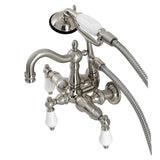 Heritage Three-Handle 2-Hole Tub Wall Mount Clawfoot Tub Faucet with Hand Shower