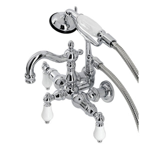 Heritage Three-Handle 2-Hole Tub Wall Mount Clawfoot Tub Faucet with Hand Shower