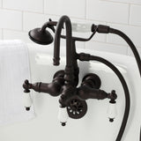 Vintage Three-Handle 2-Hole Tub Wall Mount Clawfoot Tub Faucet with Hand Shower