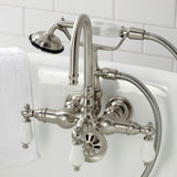 Vintage Three-Handle 2-Hole Tub Wall Mount Clawfoot Tub Faucet with Hand Shower