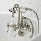 Vintage Three-Handle 2-Hole Tub Wall Mount Clawfoot Tub Faucet with Hand Shower