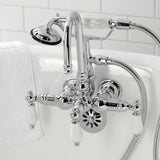 Vintage Three-Handle 2-Hole Tub Wall Mount Clawfoot Tub Faucet with Hand Shower