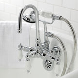 Vintage Three-Handle 2-Hole Tub Wall Mount Clawfoot Tub Faucet with Hand Shower