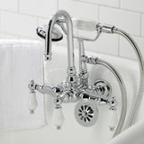 Vintage Three-Handle 2-Hole Tub Wall Mount Clawfoot Tub Faucet with Hand Shower