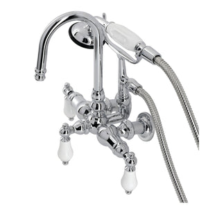 Vintage Three-Handle 2-Hole Tub Wall Mount Clawfoot Tub Faucet with Hand Shower