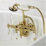 Vintage Three-Handle 2-Hole Tub Wall Mount Clawfoot Tub Faucet with Hand Shower