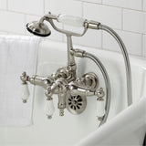 Vintage Three-Handle 2-Hole Tub Wall Mount Clawfoot Tub Faucet with Hand Shower