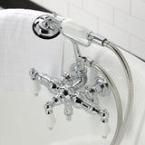 Vintage Three-Handle 2-Hole Tub Wall Mount Clawfoot Tub Faucet with Hand Shower