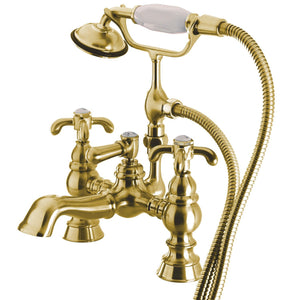 Vintage Two-Handle 2-Hole Deck Mount Clawfoot Tub Faucet with Hand Shower