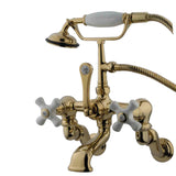 Vintage Three-Handle 2-Hole Tub Wall Mount Clawfoot Tub Faucet with Hand Shower