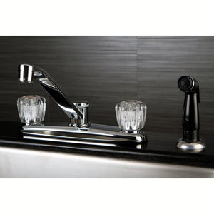 Americana Two-Handle 4-Hole Deck Mount 8" Centerset Kitchen Faucet with Side Sprayer