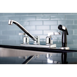 Centurion Two-Handle 4-Hole Deck Mount 8" Centerset Kitchen Faucet with Side Sprayer