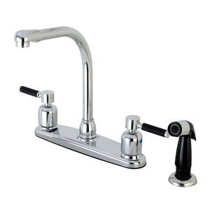 Kaiser Two-Handle 4-Hole 8" Centerset Kitchen Faucet with Side Sprayer