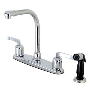 Centurion Two-Handle 4-Hole 8" Centerset Kitchen Faucet with Side Sprayer