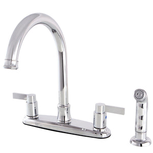 NuvoFusion Two-Handle 4-Hole 8" Centerset Kitchen Faucet with Side Sprayer