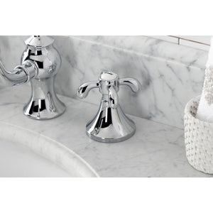 French Country Two-Handle 3-Hole Deck Mount Widespread Bathroom Faucet with Brass Pop-Up Drain