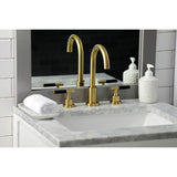 Kaiser Two-Handle 3-Hole Deck Mount Widespread Bathroom Faucet with Brass Pop-Up Drain