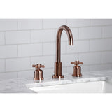 Millennium Two-Handle 3-Hole Deck Mount Widespread Bathroom Faucet with Brass Pop-Up Drain