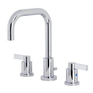 NuvoFusion Two-Handle 3-Hole Deck Mount Widespread Bathroom Faucet with Brass Pop-Up Drain