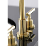 Manhattan Two-Handle 3-Hole Deck Mount Widespread Bathroom Faucet with Brass Pop-Up Drain