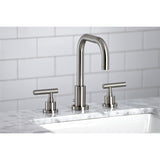 Manhattan Two-Handle 3-Hole Deck Mount Widespread Bathroom Faucet with Brass Pop-Up Drain