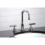 Manhattan Two-Handle 3-Hole Deck Mount Widespread Bathroom Faucet with Brass Pop-Up Drain