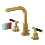 Kaiser Two-Handle 3-Hole Deck Mount Widespread Bathroom Faucet with Brass Pop-Up Drain