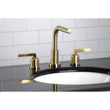 Centurion Two-Handle 3-Hole Deck Mount Widespread Bathroom Faucet with Brass Pop-Up Drain